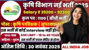 Agriculture Department Bharti for 10th, 12th Pass Male & Female