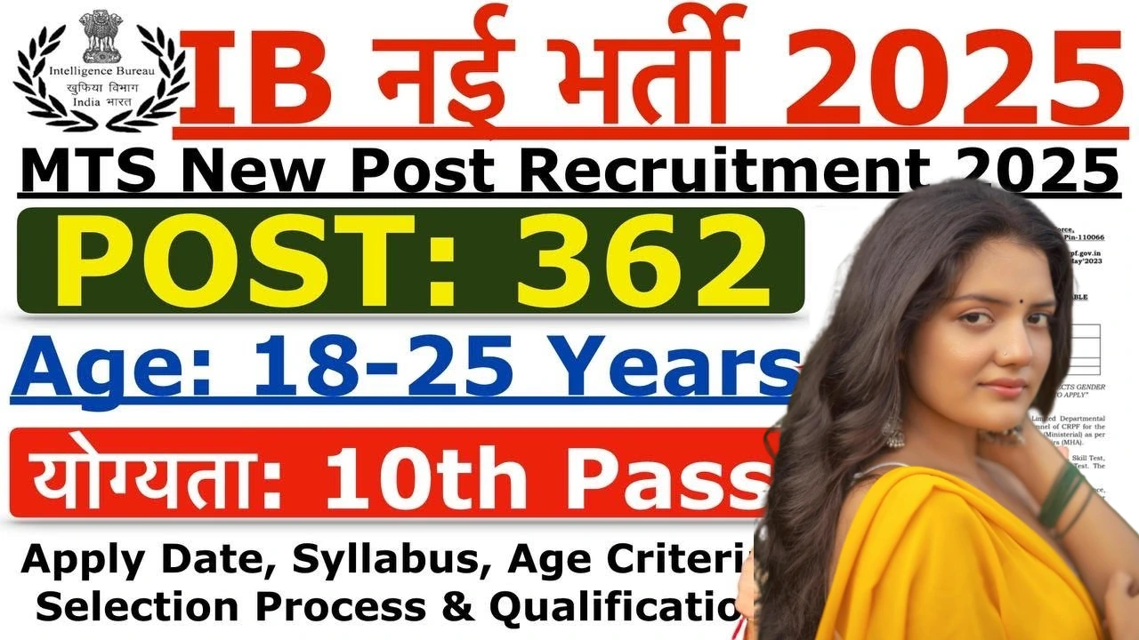 IB MTS Recruitment 2025 for 10th 12th Pass without Exam