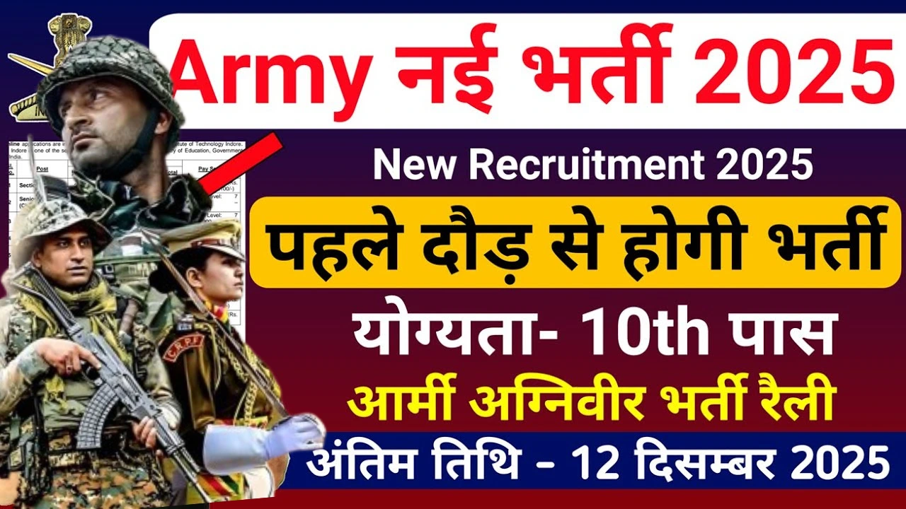 Indian Army Agniveer Bharti 2025 for 10th 12th Pass