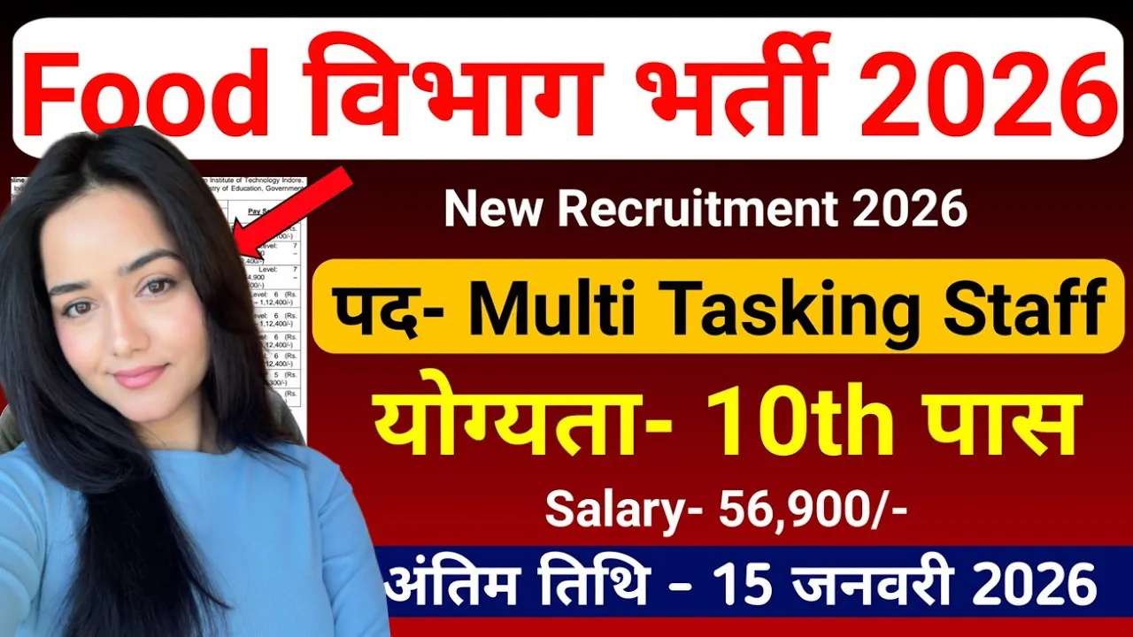 Food Vibhag Bharti 2026 for 10th 12th Pass for MTS Post