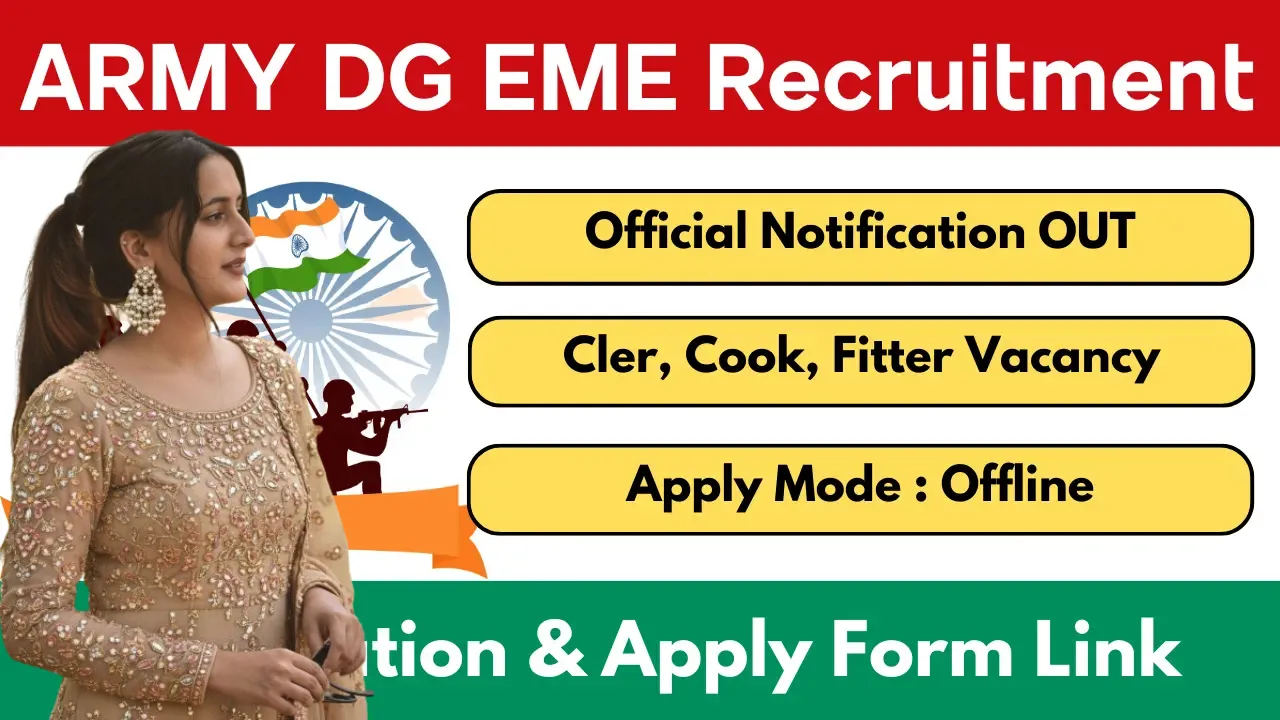 Army DG EME Udhampur Bharti 2026 for Cook, Clerk & Fitter