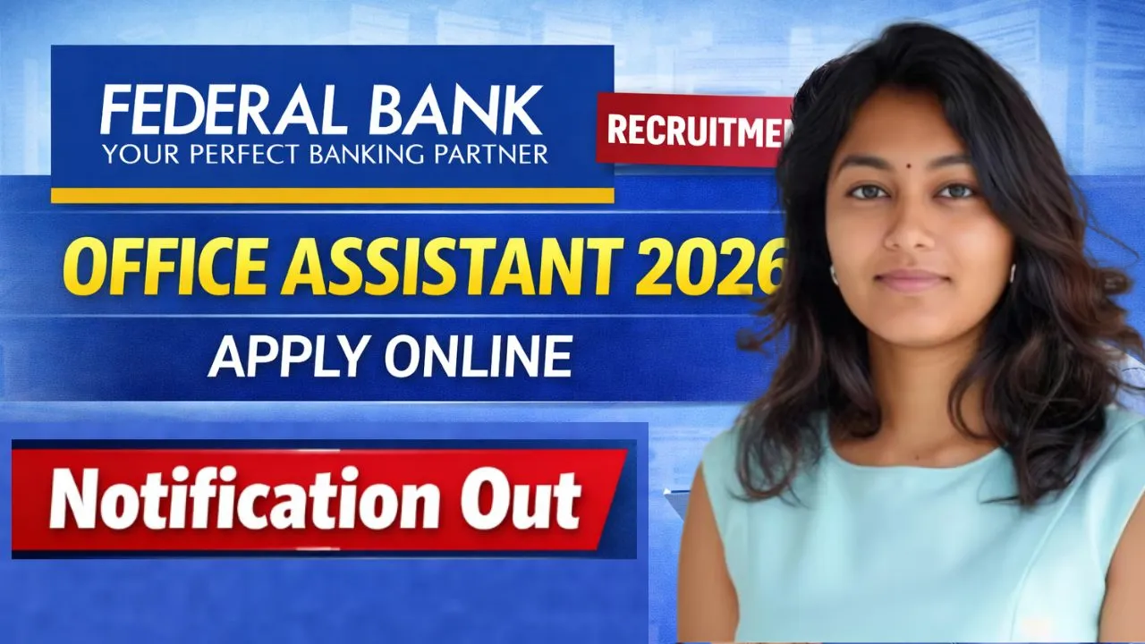 Federal Bank Office Assistant Recruitment 2026 for 10th Pass