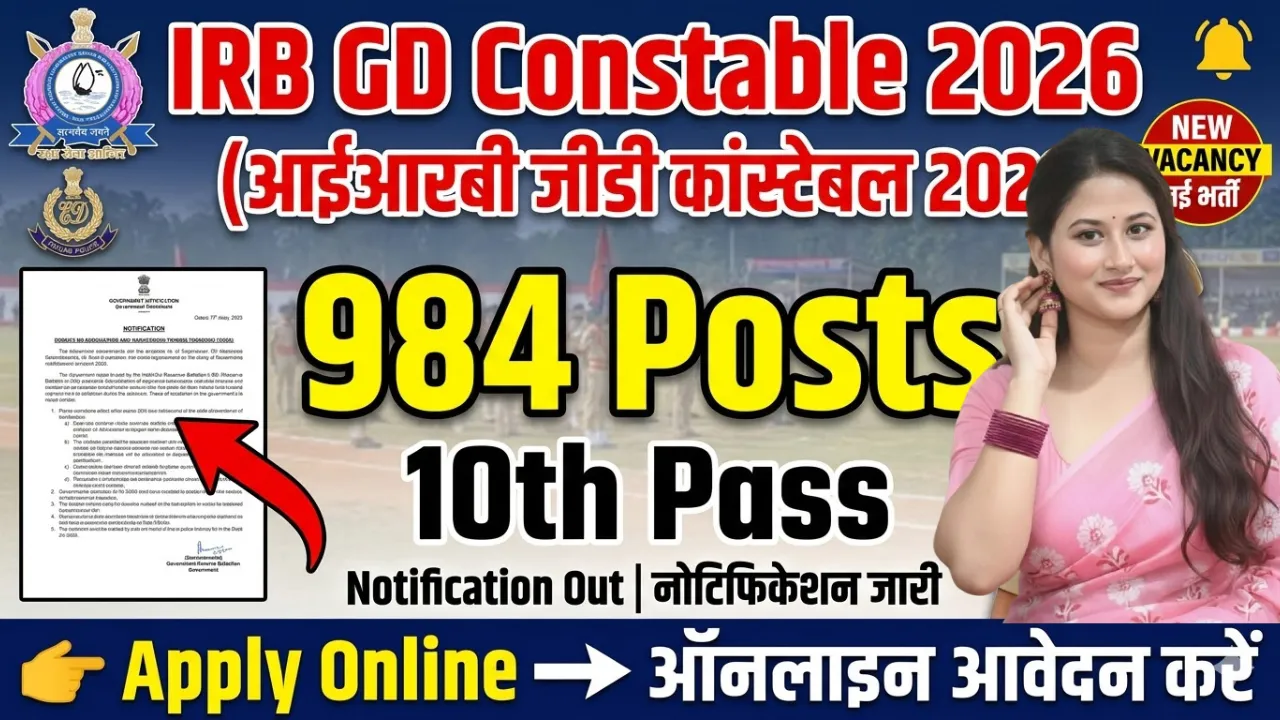 IRB GD Constable Recruitment 2026 for 10th Pass for 984 Posts