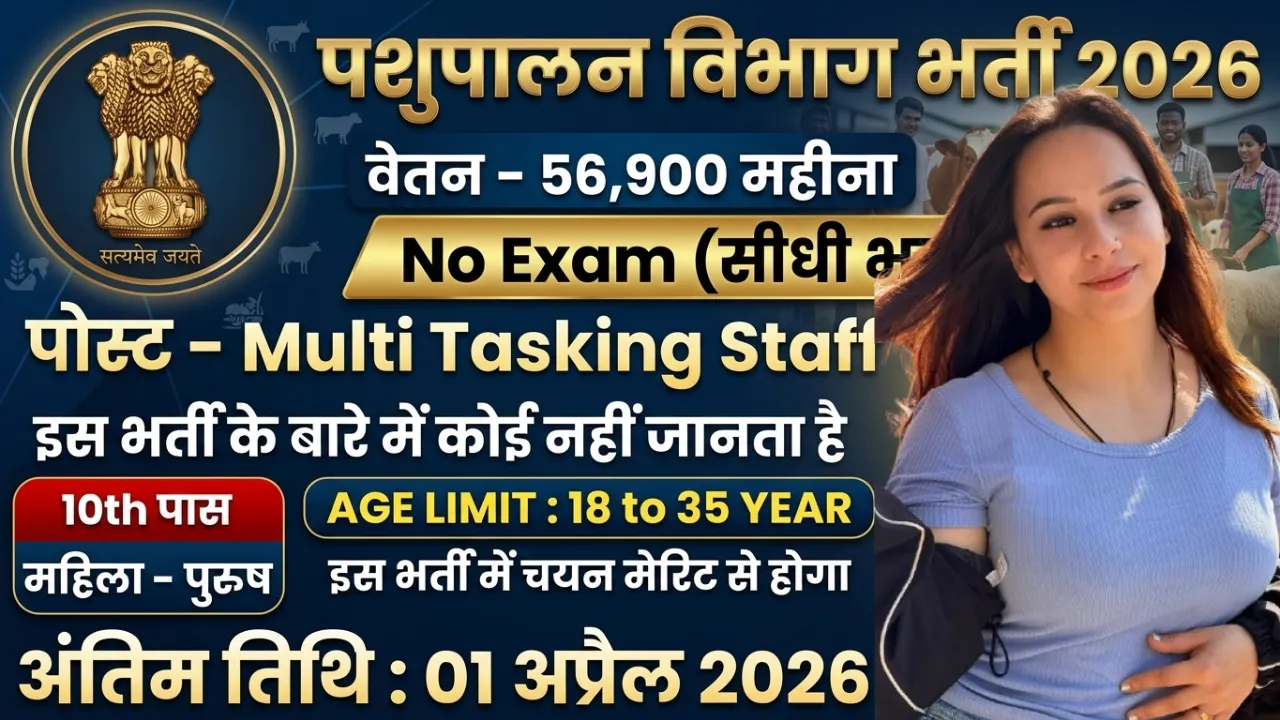 Pashupalan Vibhag Bharti 2026 For MTS for 10th Pass