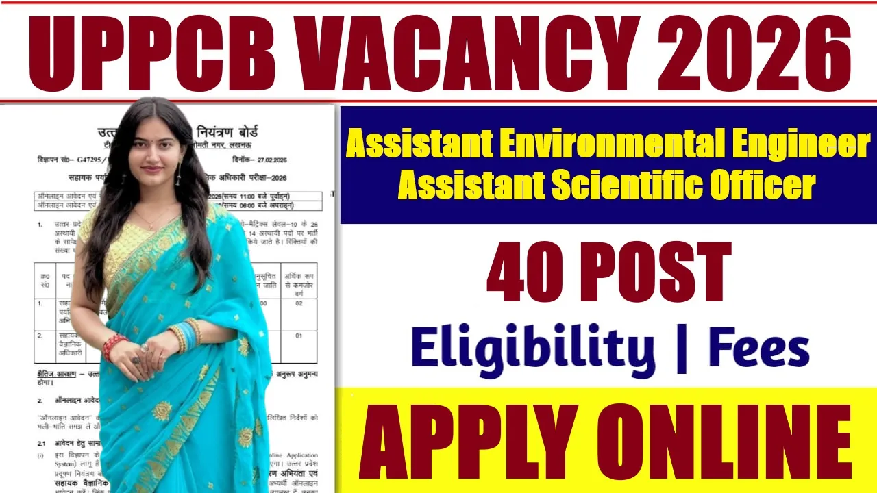 Uttar Pradesh Pollution Control Board Vacancy 2026 for 40 Posts