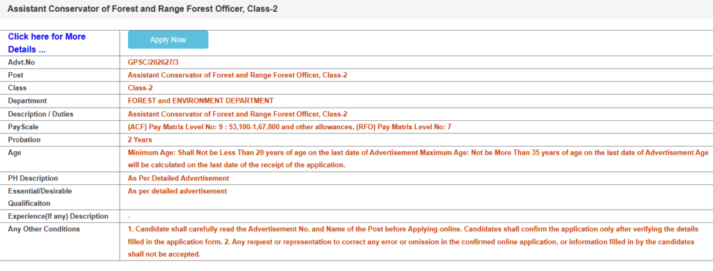 Gujarat Forest Department Recruitment 2026 for 10th Pass