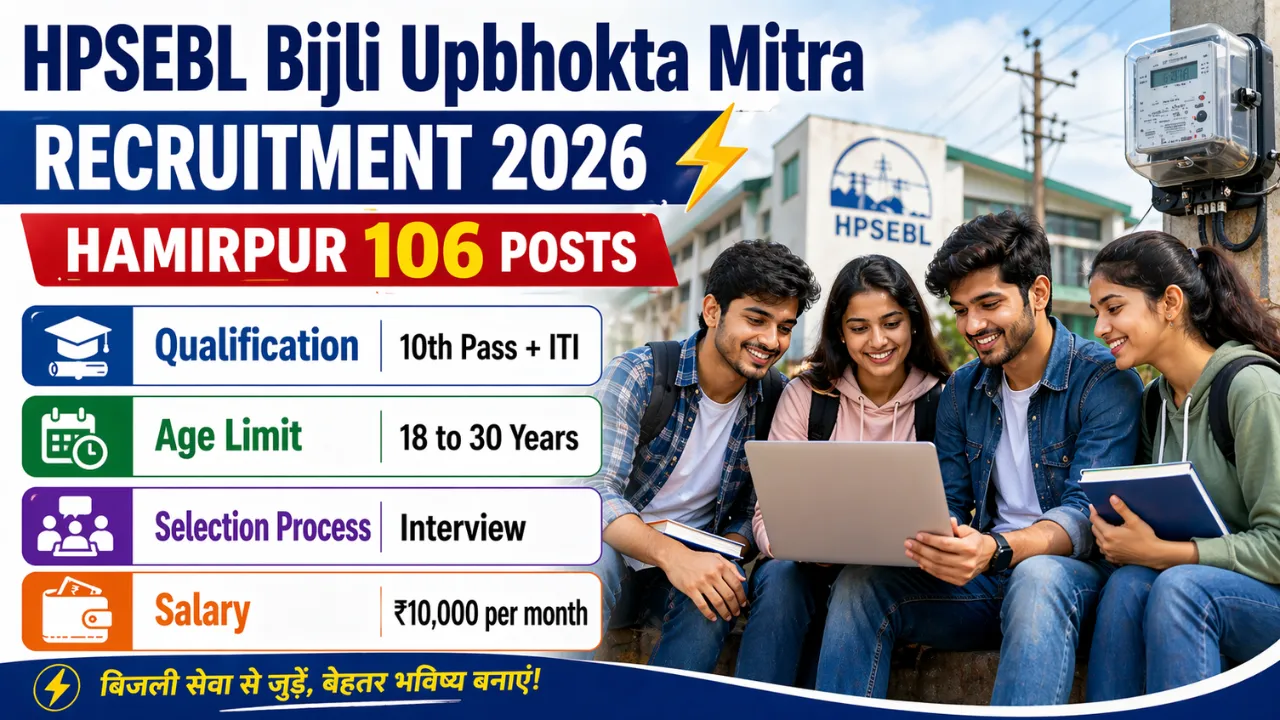 HPSEBL Bijli Upbhokta Mitra Recruitment 2026 Hamirpur 106 Posts