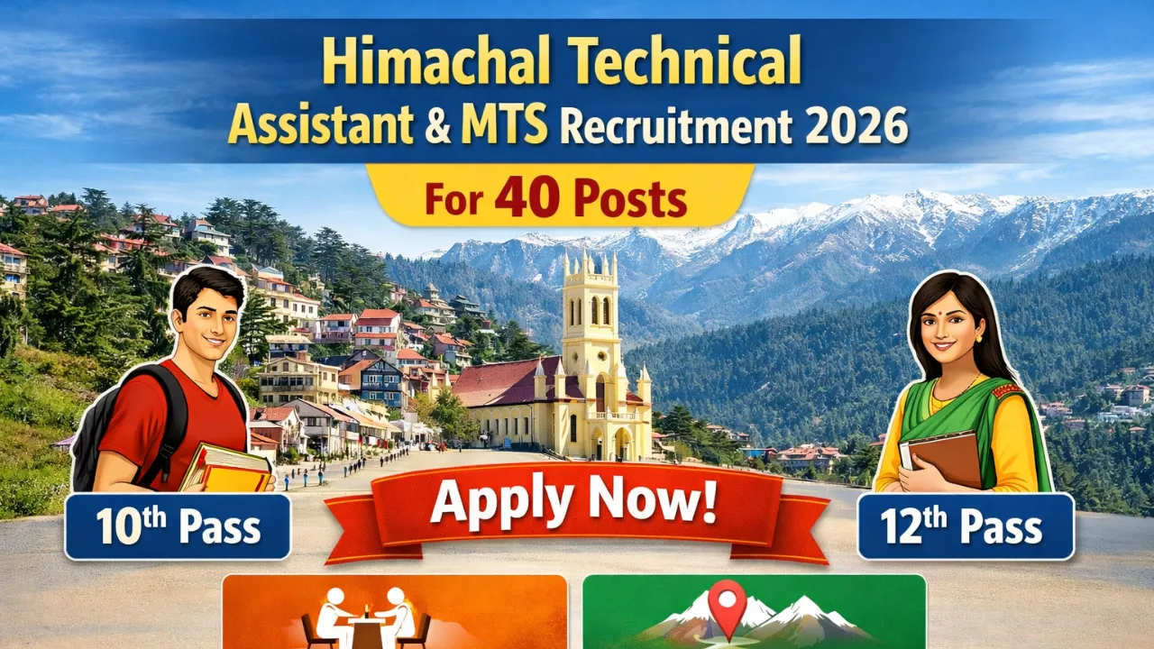 Himachal Technical Assistant & MTS Recruitment 2026 for 40 Posts for 10th Pass