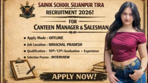 Sainik School Sujanpur Tira Recruitment 2026 for Canteen Manager and Salesman