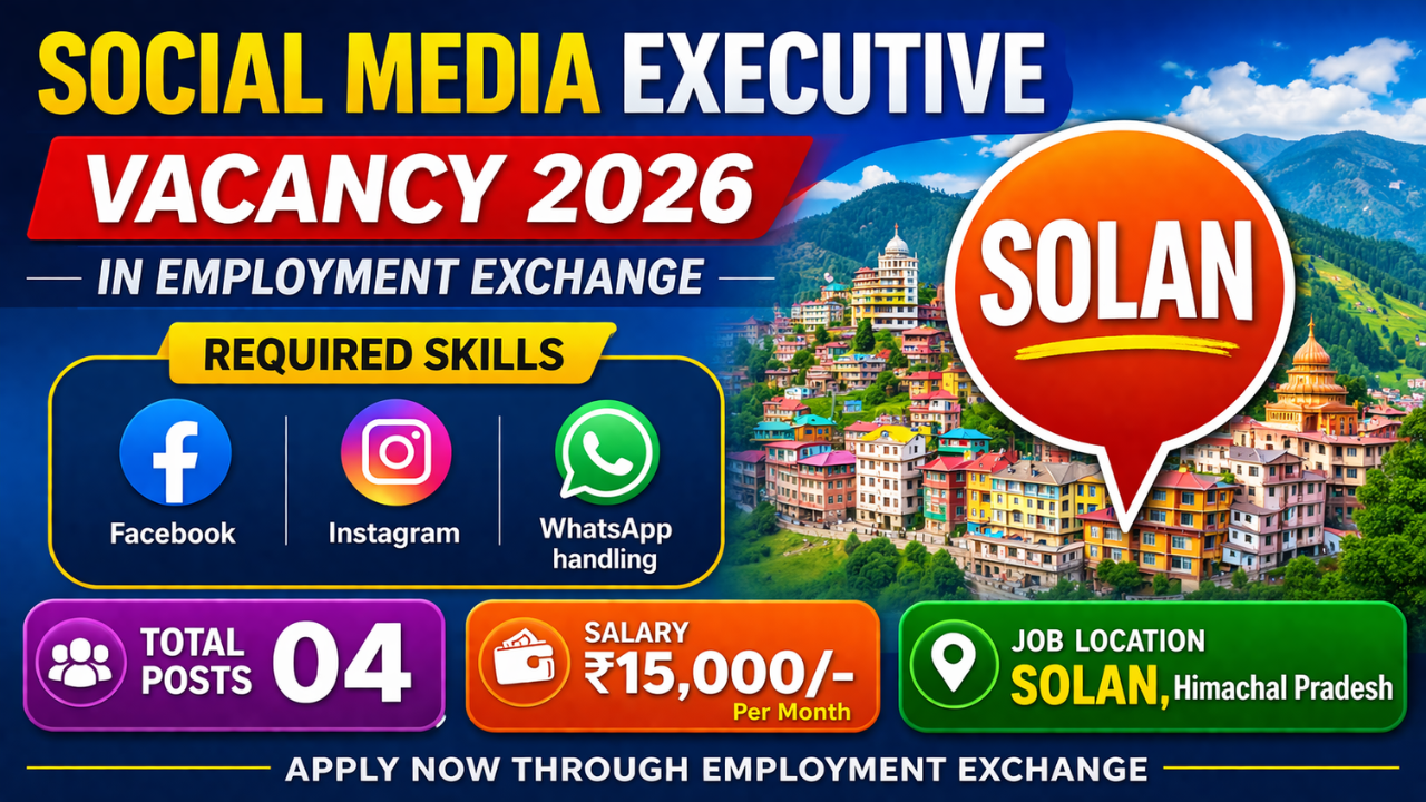 Social Media Executive Vacancy 2026 in Employment Exchange Solan