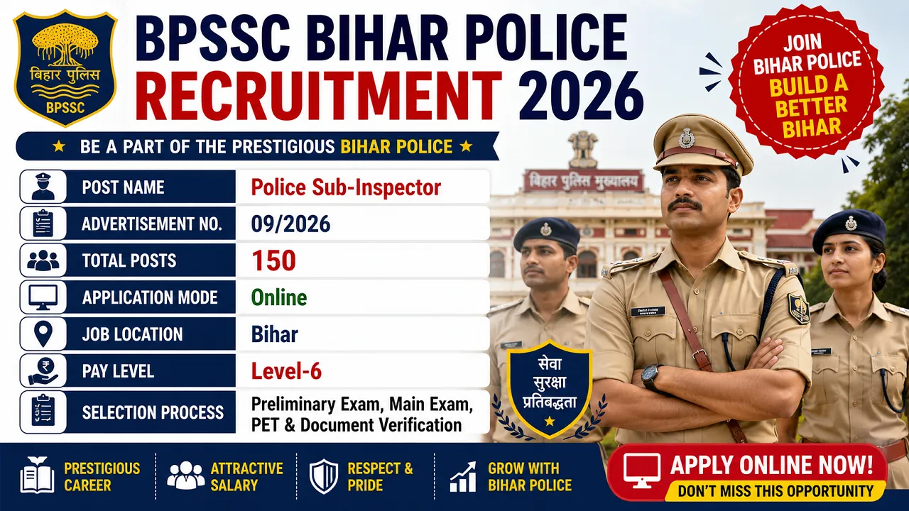 BPSSC Bihar Police Recruitment 2026 for 150 Sub-Inspector Posts