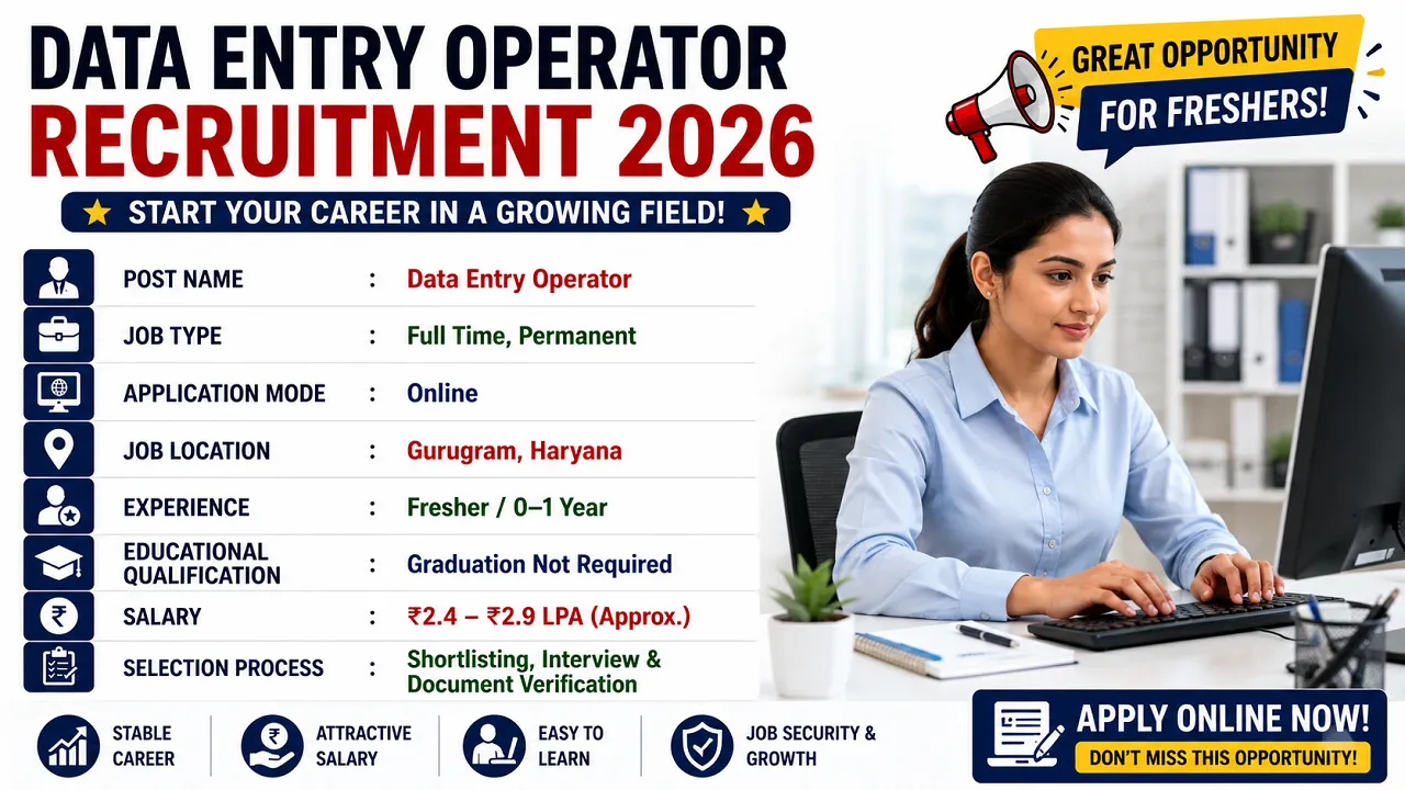 Data Entry Operator Recruitment 2026 For Fresher