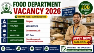 Food Department Vacancy 2026 for 10th Pass without Exam