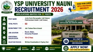 Himachal YSP University Nauni Recruitment 2026 for 02 Posts