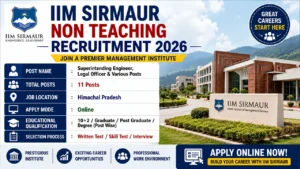 IIM Sirmaur Non Teaching Recruitment 2026 for 12th Pass