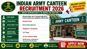 Indian Army Canteen Recruitment 2026 for 10th Pass without Exam