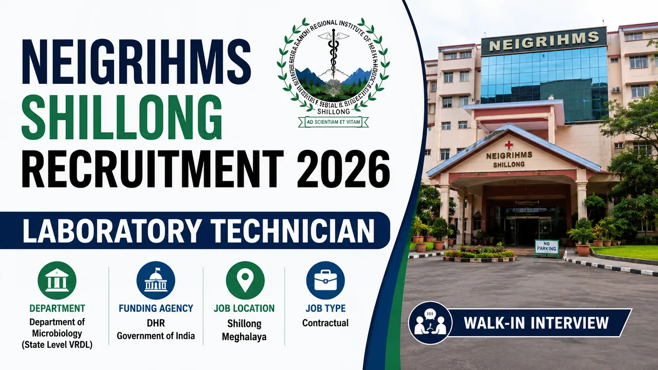 NEIGRIHMS Shillong Recruitment 2026 for Laboratory Technician