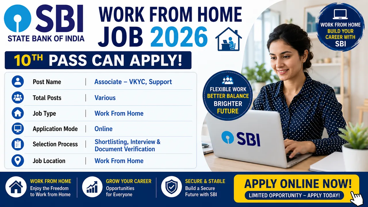 SBI Work From Home Job 2026 for 10th Pass without Exam