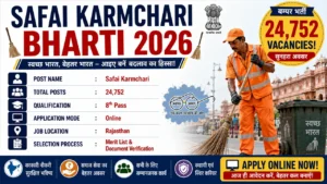 Safai Karmchari Bharti 2026 For 24752 Post for 8th Pass