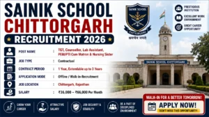 Sainik School Chittorgarh Recruitment 2026 for TGT Lab Assistant and Nurse