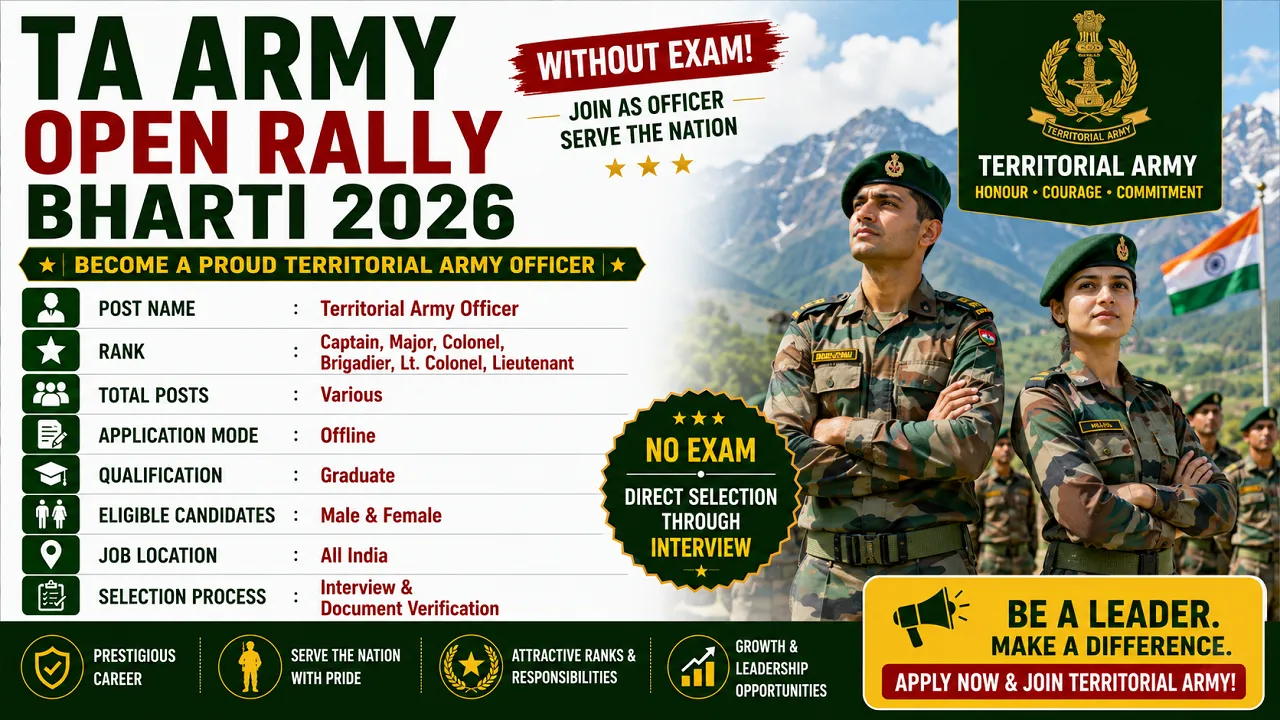 TA Army Open Rally Bharti 2026 without Exam
