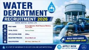 Water Department Recruitment 2026 for 10th Pass without Exam