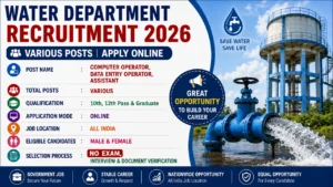 Water Department Recruitment 2026 for Computer Operator, Data Entry Operator & Assistant