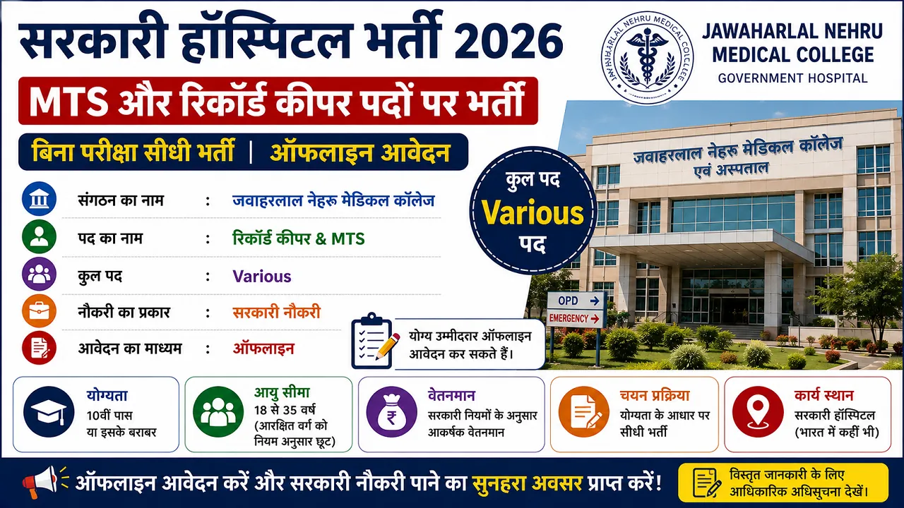 Government Hospital Recruitment 2026 for MTS & Record Keeper Posts
