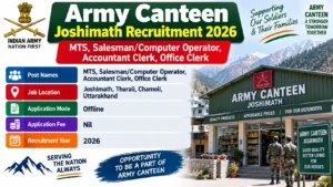 Army Canteen Joshimath Recruitment 2026 for MTS, Computer Operator and Clerk